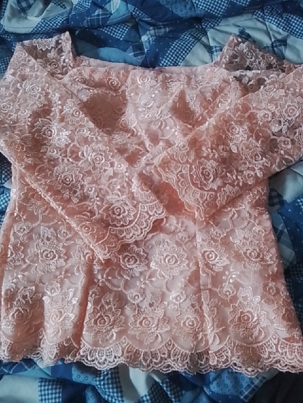 Lace Peplum Off-Shoulder Top - Blush Pink
